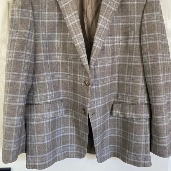 LAUREN RALPH LAUREN Men's 44S UltraFlex Plaid Blazer Tan/Blue (Pre-Owned)